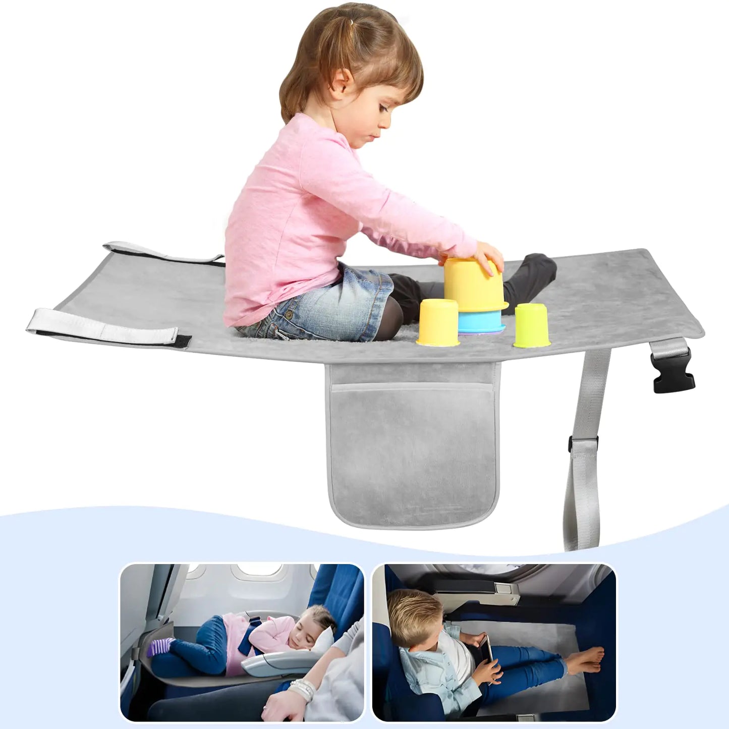 Toddler Airplane Travel Bed Airplane Seat Extender for Kids Kids Airplane Travel Essentials Toddler Airplane Travel Must Have Baby Portable Travel Hammock for Flying Flights
